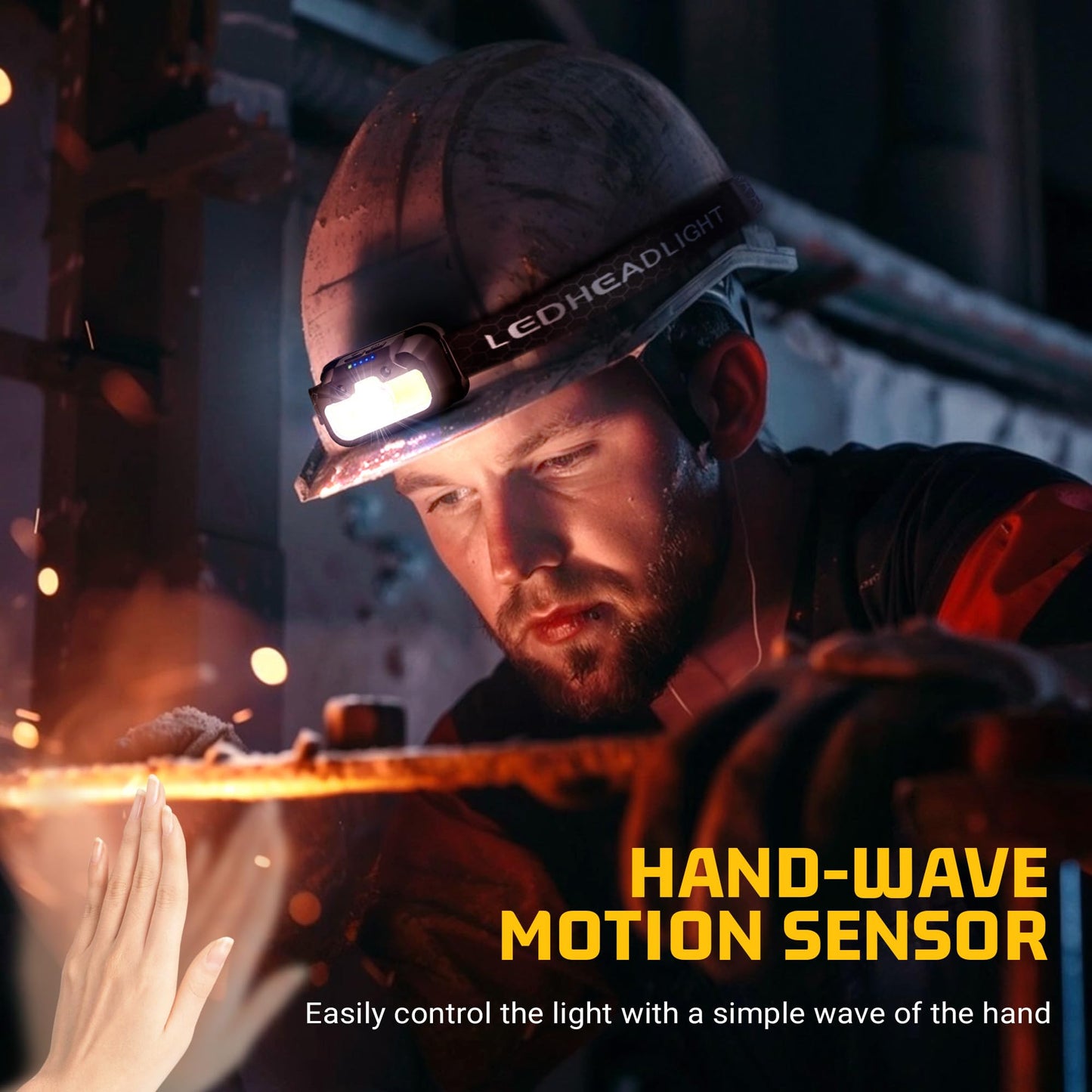 Headlamp Rechargeable, 2 Pack 1300 Lumen Ultra-Light Bright Head Lamp with White Red Green, 14 Modes Adjustable Waterproof Motion Sensor Headlight for Outdoor Camping Running Cycling Hiking