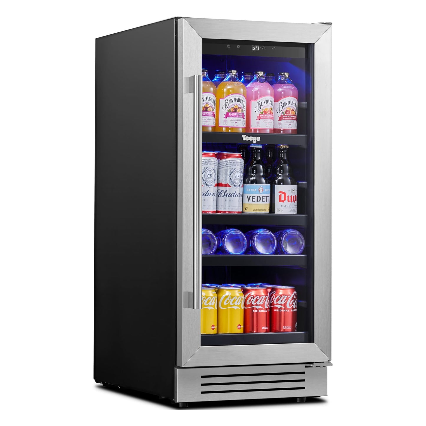 Yeego Beverage-Refrigerator, 24 Inch Beer Cooler Built-in or Freestanding,180 Cans Beverage Cooler with Glass Door,Mini-Fridge for Bottles and Cans Beer/Soda/Water/Wine