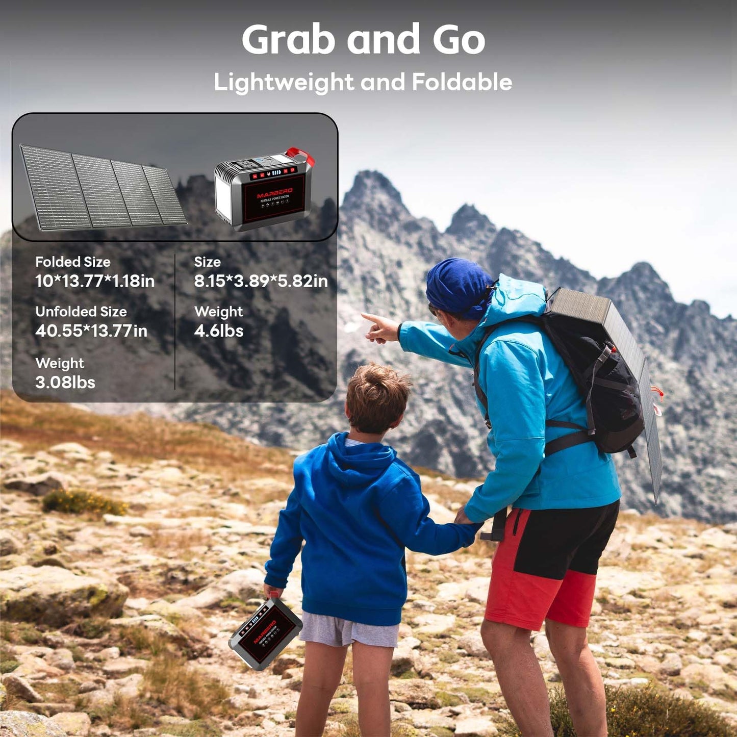 Portable Power Station 300W MARBERO 237Wh Camping Solar Generator Backup Lithium Battery with Pure Sine Wave 110V AC Outlet, USB C, USB A, DC for Outdoors Camping CPAP Home Blackout Emergency