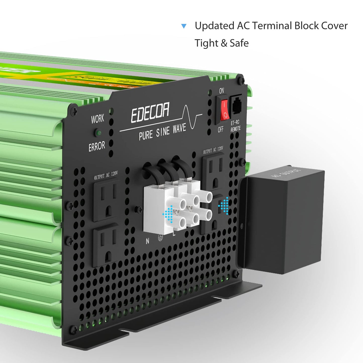 EDECOA Pure Sine Wave Power Inverter 3500W DC 12V to AC 120V with LCD Display and Remote Controller 4 AC Outlets and 1 Terminal Block