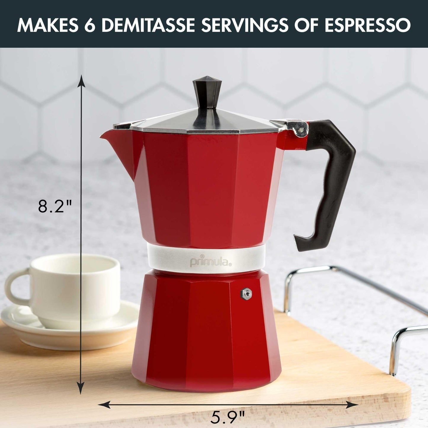 Primula Classic Stovetop Espresso and Coffee Maker, Moka Pot for Italian and Cuban Café Brewing, Greca Coffee Maker, Cafeteras, 12 Espresso Cups, Silver