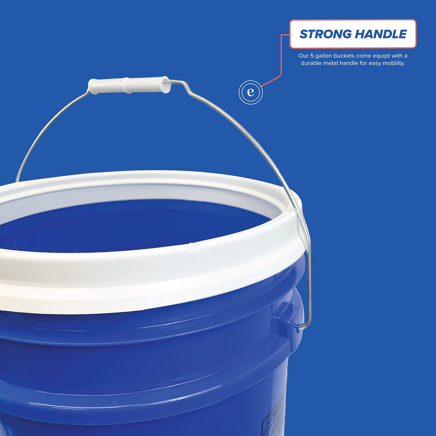 ePackageSupply 5 Gallon White Bucket with Gamma Seal Screw on Airtight Lid | Made in USA | Food Grade | Heavy-Duty | Durable 90 Mil All Purpose Pail | Easy Stack and Store | BPA Free (3 Count), White