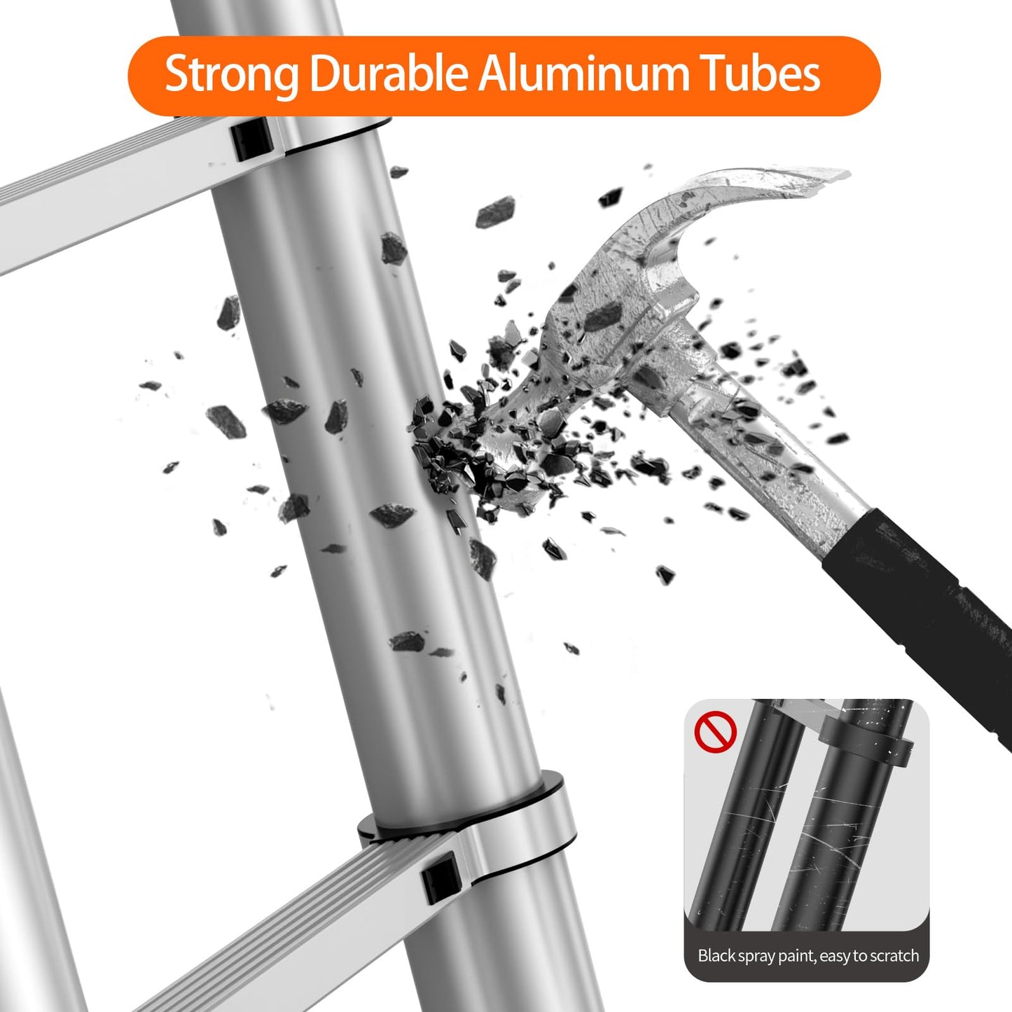 Telescoping Ladder,12.5 FT Extension Ladder, Heavy Duty 330lbs Max Capacity, Multi-Purpose Collapsible Ladder for RV or Outdoor Work