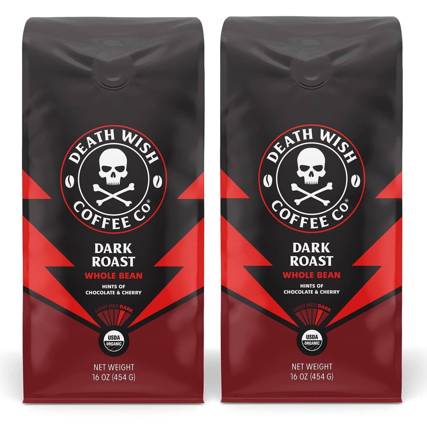 Death Wish Coffee, Organic and Fair Trade Dark Roast Whole Bean Coffee, 16 oz