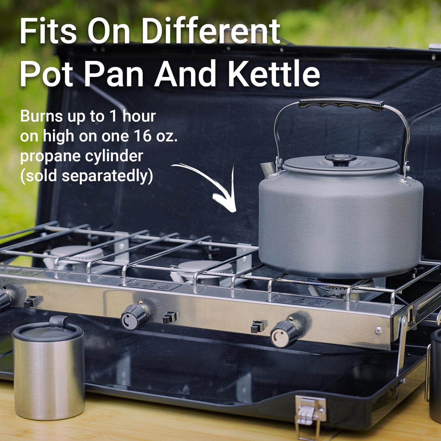 Camping Stove, 3 Burners Propane Portable Camp Stove with Regulator, Push-Button Instant Ignition, Adjustable Burners & Wind Guards for Car BBQ Picnics Outdoor Cooking (BEIGE-20400 BTUs)