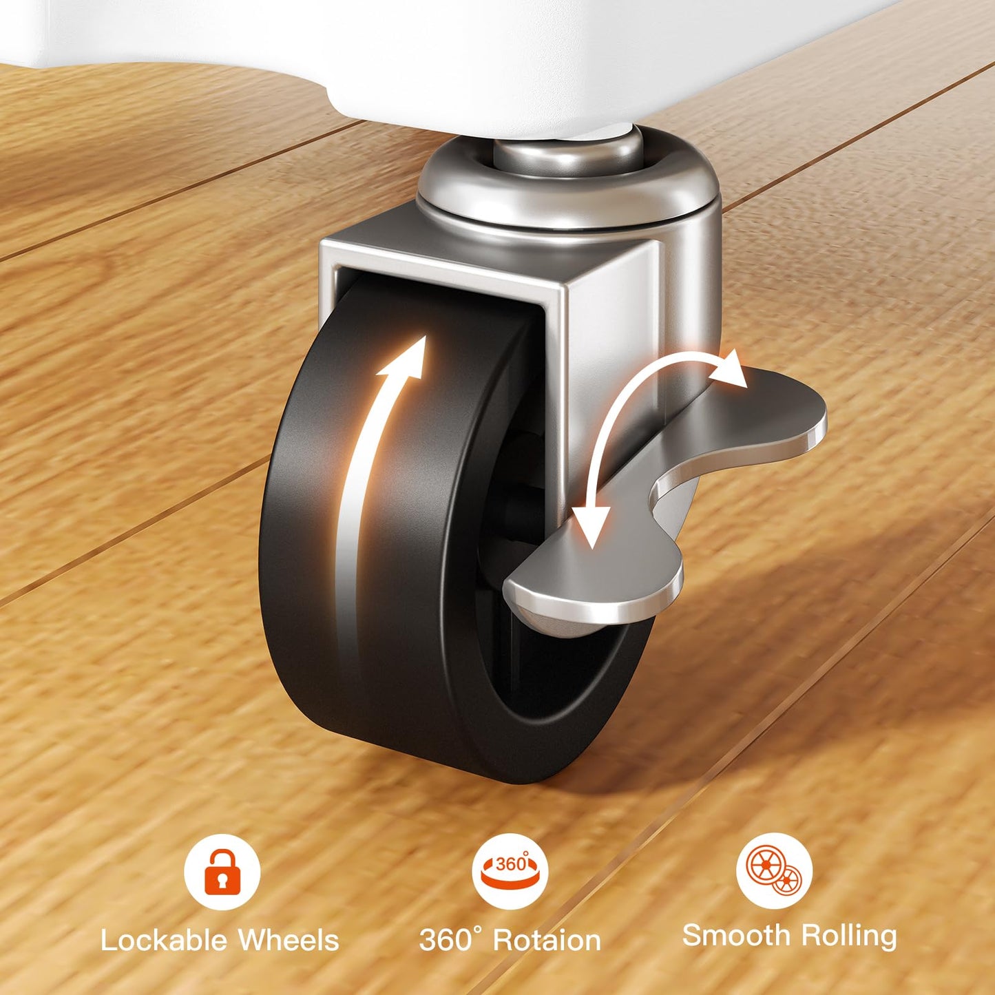 Pipishell 3 Tier Rolling Cart Organizer, Plastic Rolling Cart with Lockable Wheels & Reinforced Handle, Lightweight Utility Cart Storage Cart for Nursery, Kitchen, Bathroom, Craft Room, White, PIUC14W