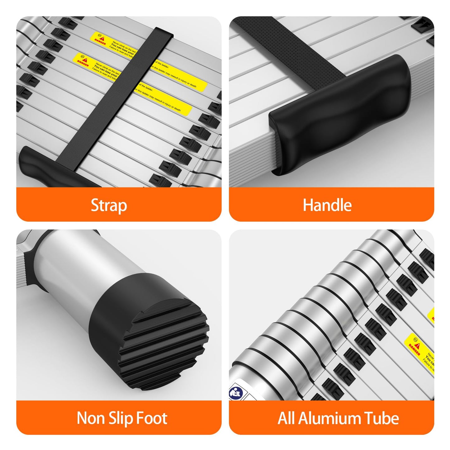 Telescoping Ladder,12.5 FT Extension Ladder, Heavy Duty 330lbs Max Capacity, Multi-Purpose Collapsible Ladder for RV or Outdoor Work