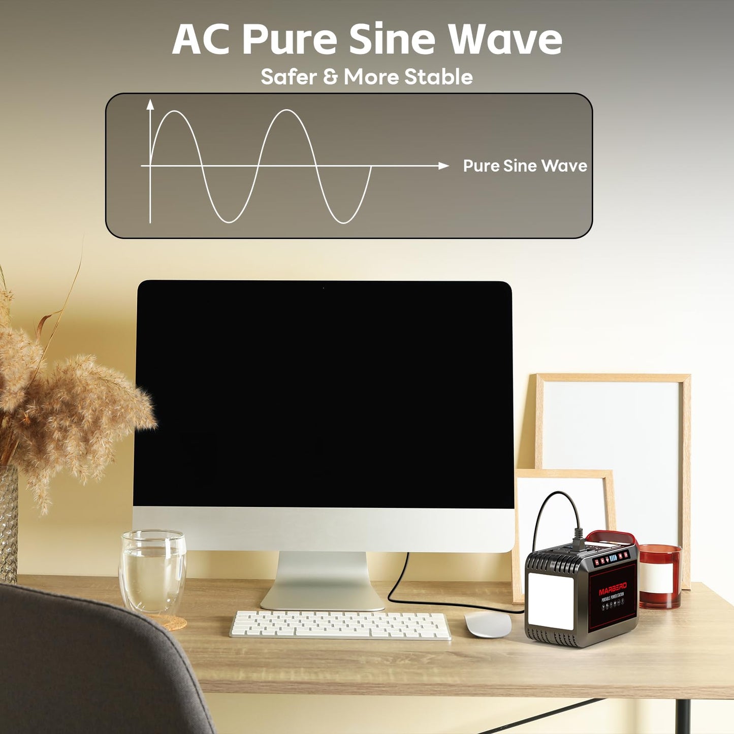 Portable Power Station 300W MARBERO 237Wh Camping Solar Generator Backup Lithium Battery with Pure Sine Wave 110V AC Outlet, USB C, USB A, DC for Outdoors Camping CPAP Home Blackout Emergency