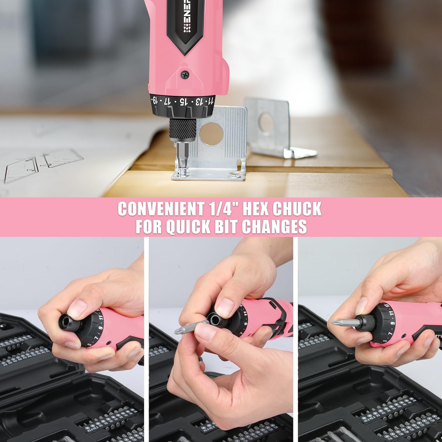 ENERTWIST Cordless Screwdriver, 8V Max 10Nm Electric Screwdriver Rechargeable Set with 82 Accessory Kit and Charger in Carrying Case, 21+1 Cluth, Dual Position Handle, LED Light, ET-CS-8