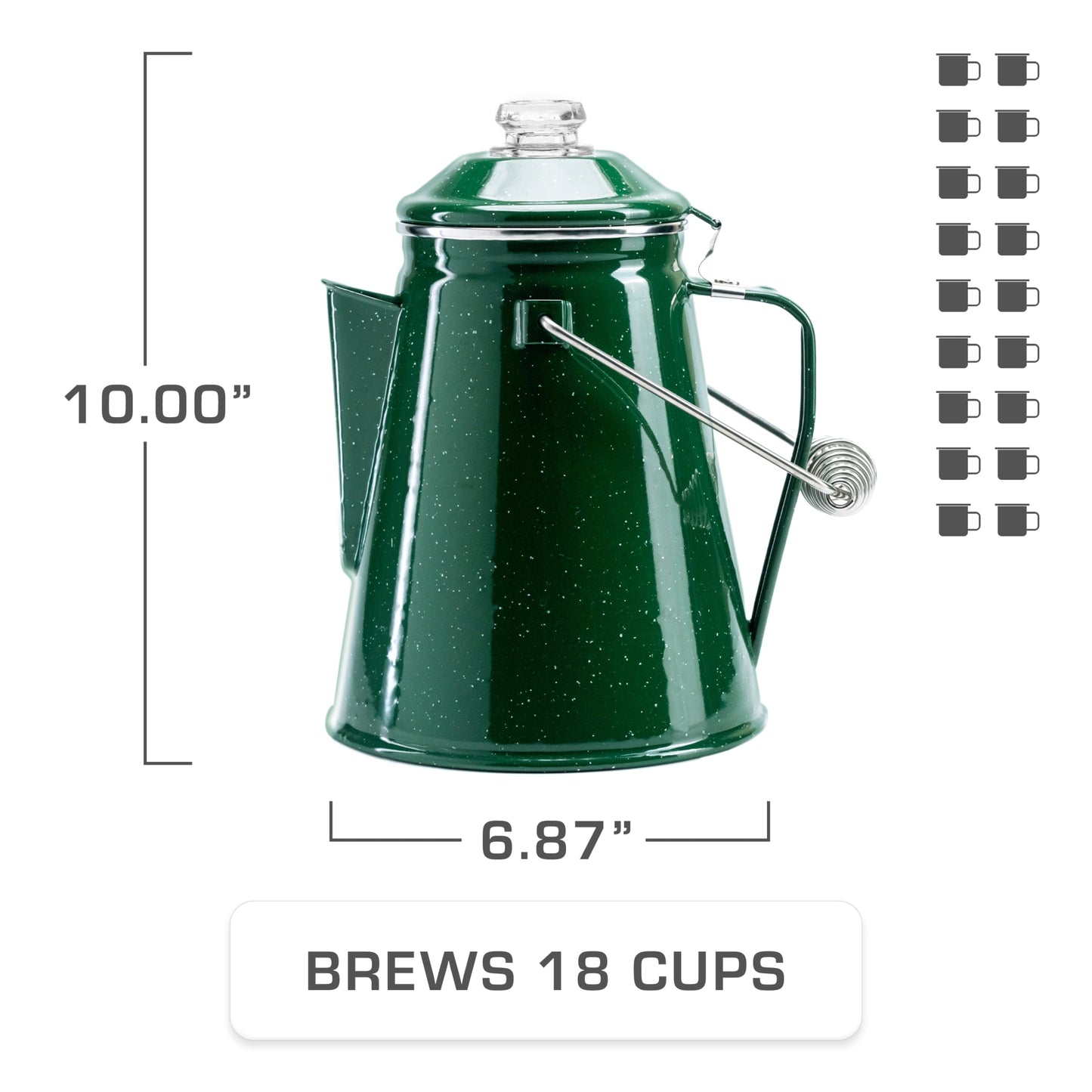COLETTI Classic Percolator Coffee Pot — Camping Coffee Percolator, Campfire Coffee Pot – Camping Percolator for Groups — Brew for the Whole Campsite (Green, 12 Cup)