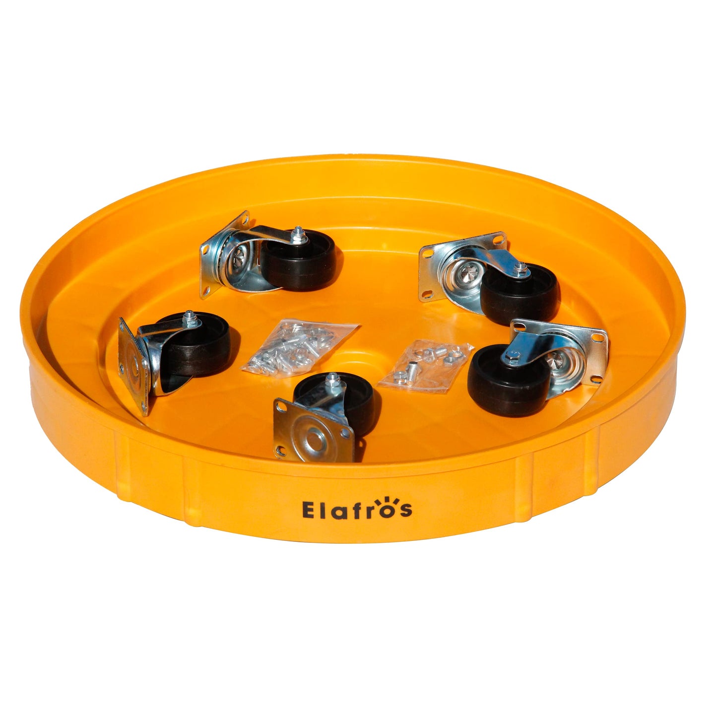 ELAFROS 30 Gallon and 55 Gallon Heavy Duty Plastic Drum Dolly – Durable Plastic Drum Cart 900 lb. Capacity- Barrel Dolly with 5 Swivel Casters Wheel,Blue