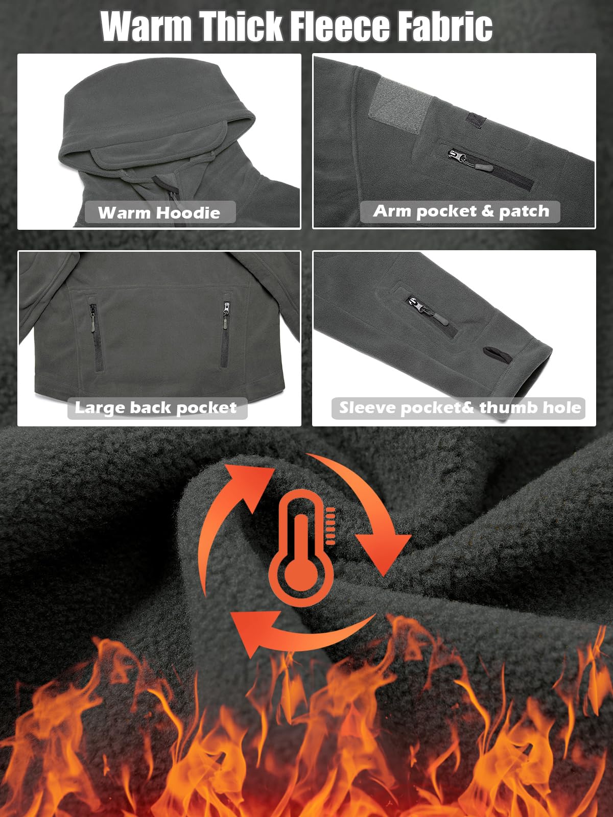 ReFire Gear Men's Warm Military Tactical Sport Fleece Hoodie Jacket