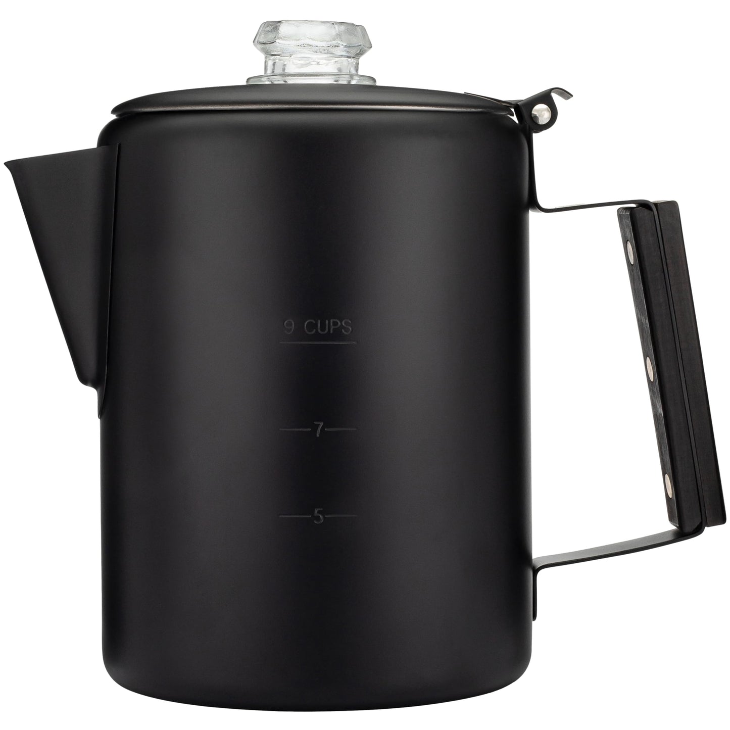 COLETTI Black Bozeman Percolator Coffee Pot — Camping Coffee Pot, Coffee Percolator Stovetop – America’s Sleekest Percolator – Pure Stainless Steel, NO Aluminum or Plastic (9 Cup)
