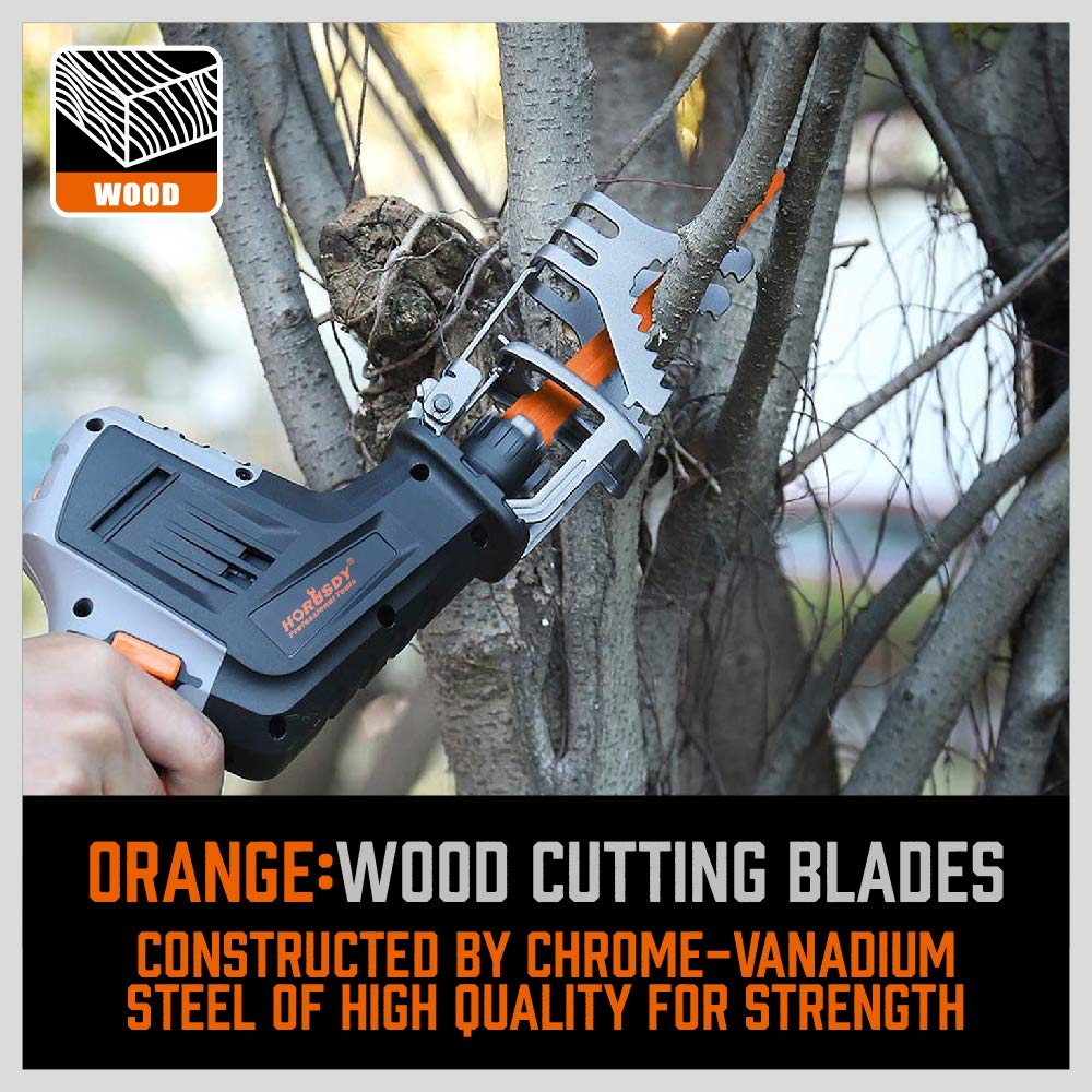HORUSDY 34-Piece Reciprocating Saw Blades Set, Metal & Woodcutting Saw Blades, Saw Blades with Pouch.