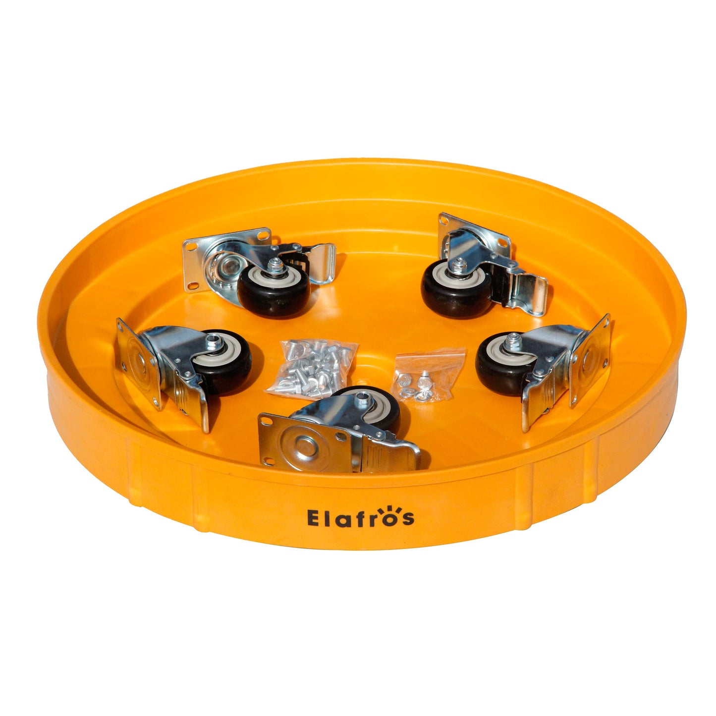 ELAFROS 30 Gallon and 55 Gallon Heavy Duty Plastic Drum Dolly – Durable Plastic Drum Cart 900 lb. Capacity- Barrel Dolly with 5 Swivel Casters Wheel,Blue