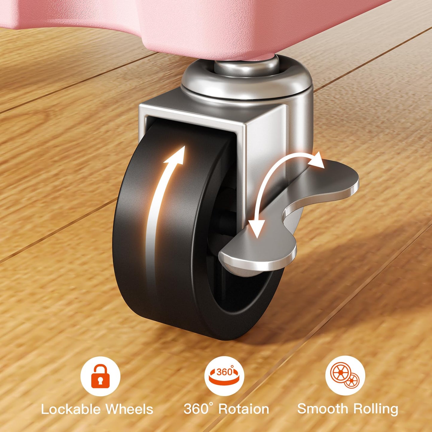 Pipishell 3 Tier Rolling Cart Organizer, Plastic Rolling Cart with Lockable Wheels & Reinforced Handle, Lightweight Utility Cart Storage Cart for Nursery, Kitchen, Bathroom, Craft Room, White, PIUC14W