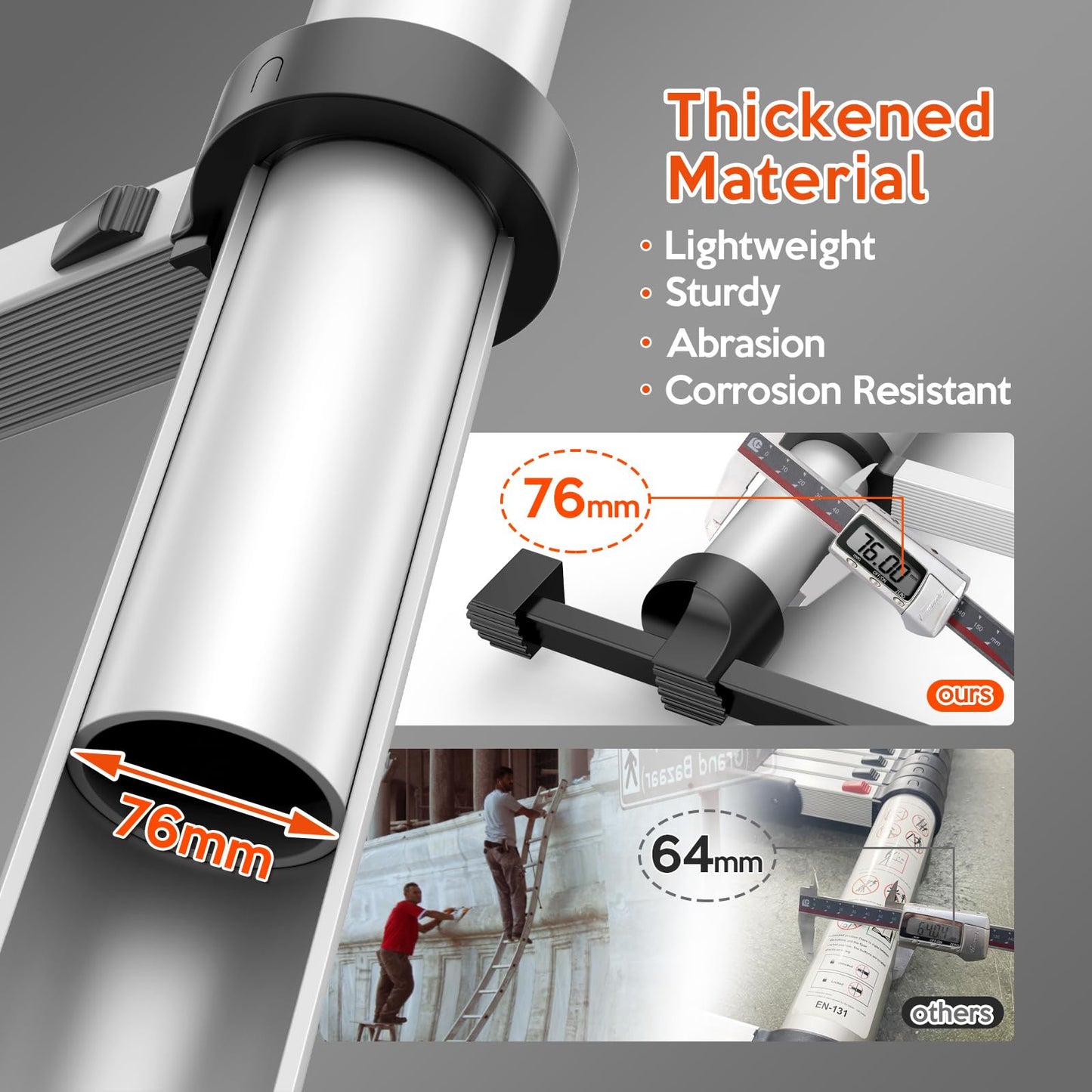 Telescoping Ladder,12.5 FT Extension Ladder, Heavy Duty 330lbs Max Capacity, Multi-Purpose Collapsible Ladder for RV or Outdoor Work