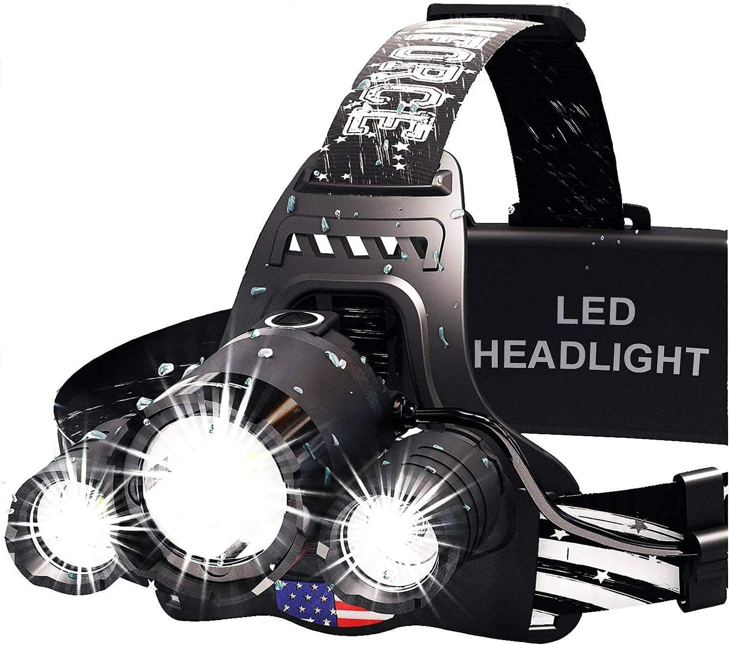 DanForce Headlamp. USB Rechargeable LED Head Lamp. Ultra Bright LUMINUS 1080 Lumen Headlamp Flashlight + Red Light. HeadLamps for Adults, Camping, Outdoors & Hard Hat Light. Zoomable IPX54 Headlight