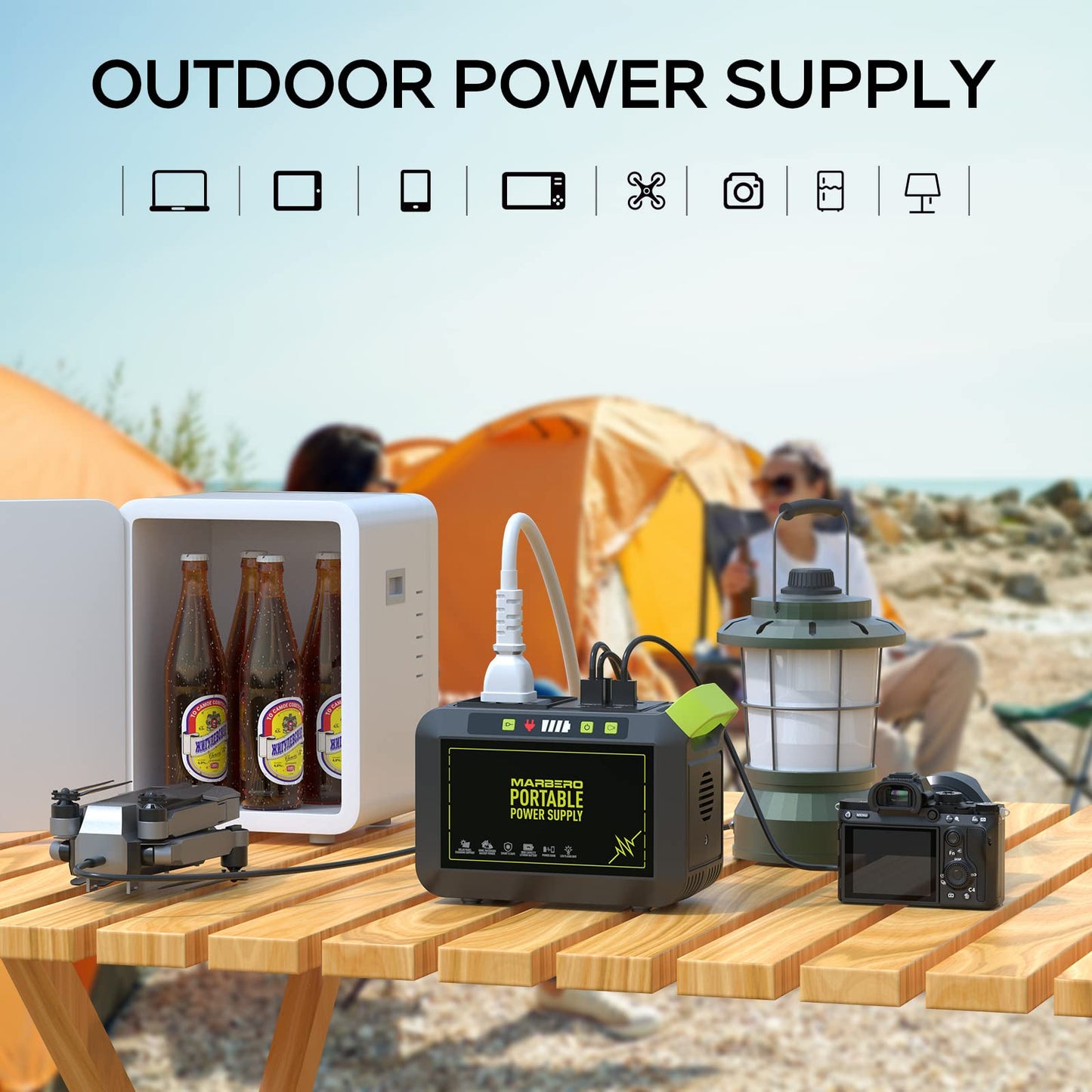 Portable Power Station 300W MARBERO 237Wh Camping Solar Generator Backup Lithium Battery with Pure Sine Wave 110V AC Outlet, USB C, USB A, DC for Outdoors Camping CPAP Home Blackout Emergency