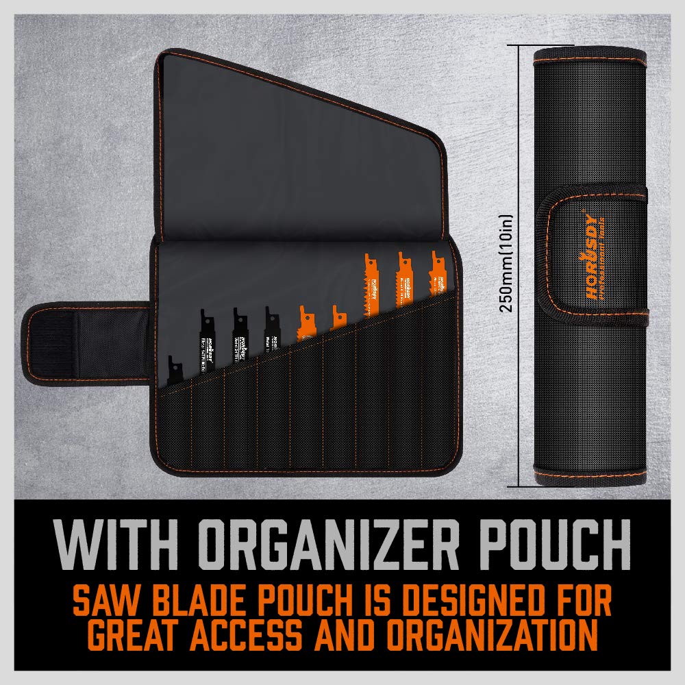 HORUSDY 34-Piece Reciprocating Saw Blades Set, Metal & Woodcutting Saw Blades, Saw Blades with Pouch.