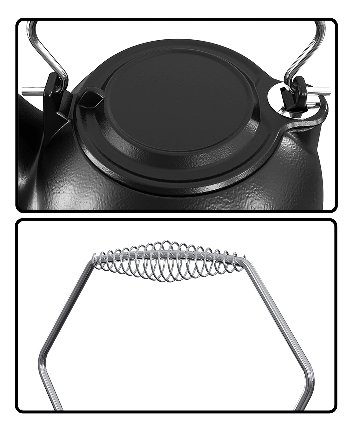 Fire Beauty Humidifying Iron Kettle,Stove Humidifier,Wood Stove Kettle,Cast Iron,Chrome handle