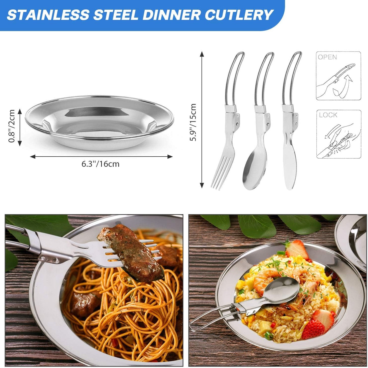 Odoland 16pcs Camping Cookware Set with Folding Camping Stove, Non-Stick Lightweight Pot Pan Kettle Set with Stainless Steel Cups Plates Forks Knives Spoons for Camping Backpacking Outdoor Picnic