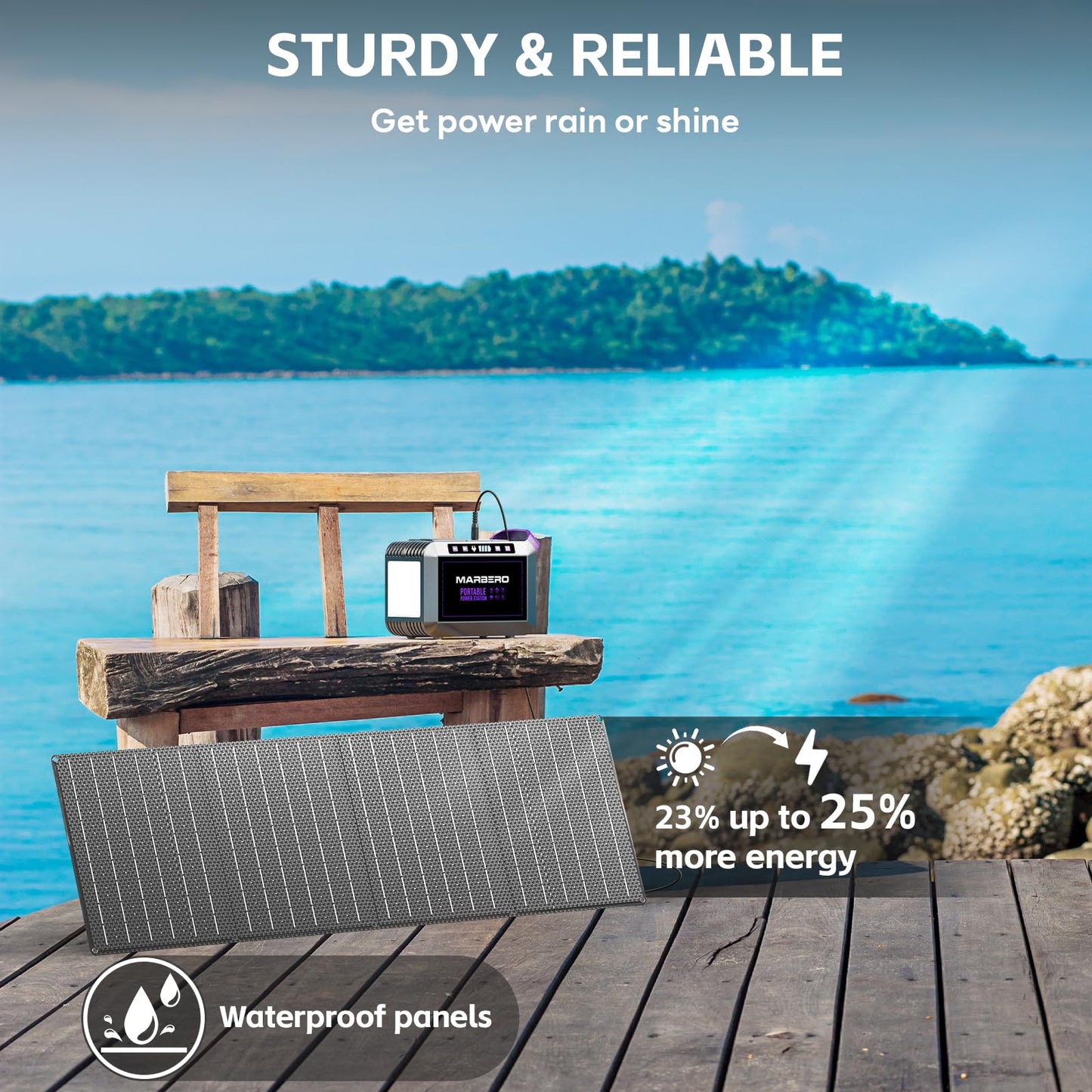 Portable Power Station 300W MARBERO 237Wh Camping Solar Generator Backup Lithium Battery with Pure Sine Wave 110V AC Outlet, USB C, USB A, DC for Outdoors Camping CPAP Home Blackout Emergency