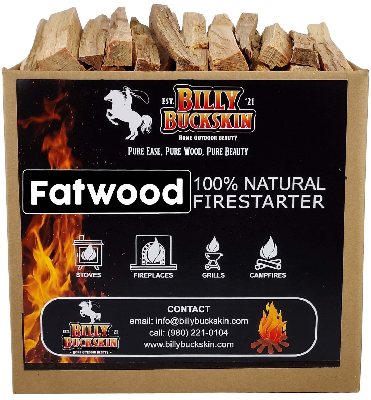 10 lbs. Fatwood Fire Starter Sticks, Perfect Firestarters for Firepit, Campfires, Fireplaces, Bonfires, BBQ, Wood Stoves, Easy Ignition with Just 2 Sticks for Camping, Camping Essentials(10 Pound Box)