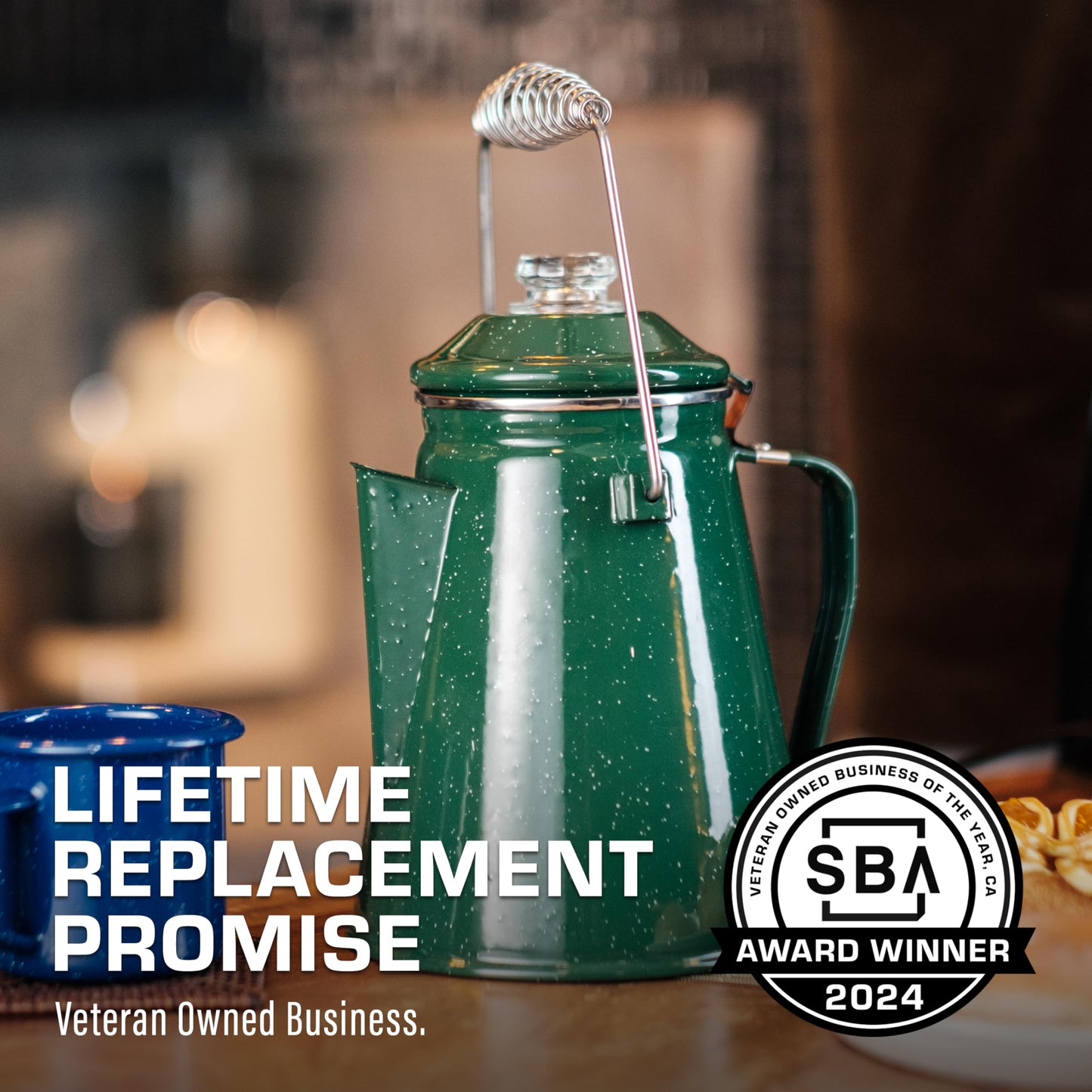 COLETTI Classic Percolator Coffee Pot — Camping Coffee Percolator, Campfire Coffee Pot – Camping Percolator for Groups — Brew for the Whole Campsite (Green, 12 Cup)