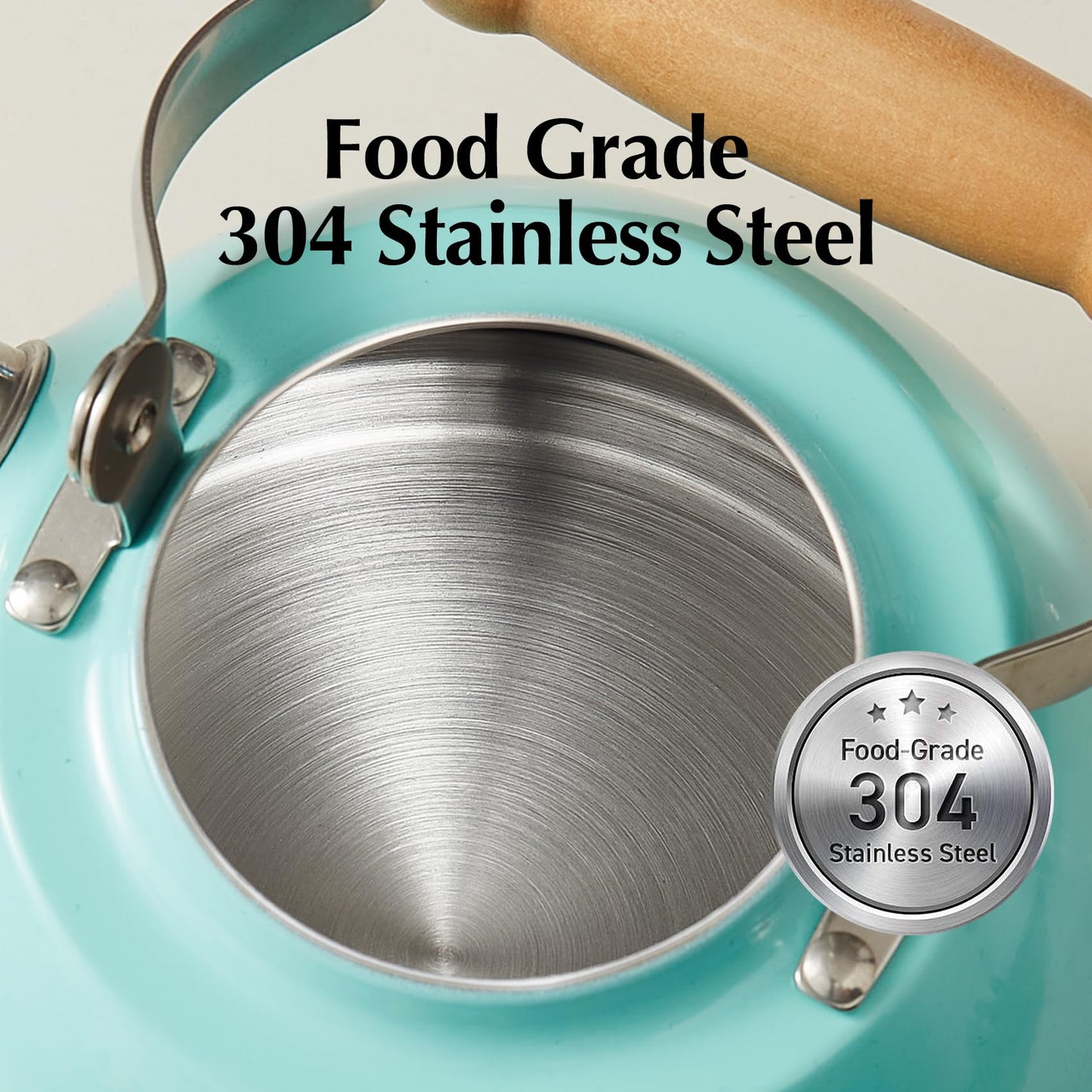 ROCKURWOK Tea Kettle, Tea Pot with Cool Touch Ergonomic Handle, Teapot Food Grade Stainless Steel, Tea Kettle Stovetop, Kettle Teapot, Whistling Tea Kettle, Small Tea Kettle, 1.6 Quart (Green)