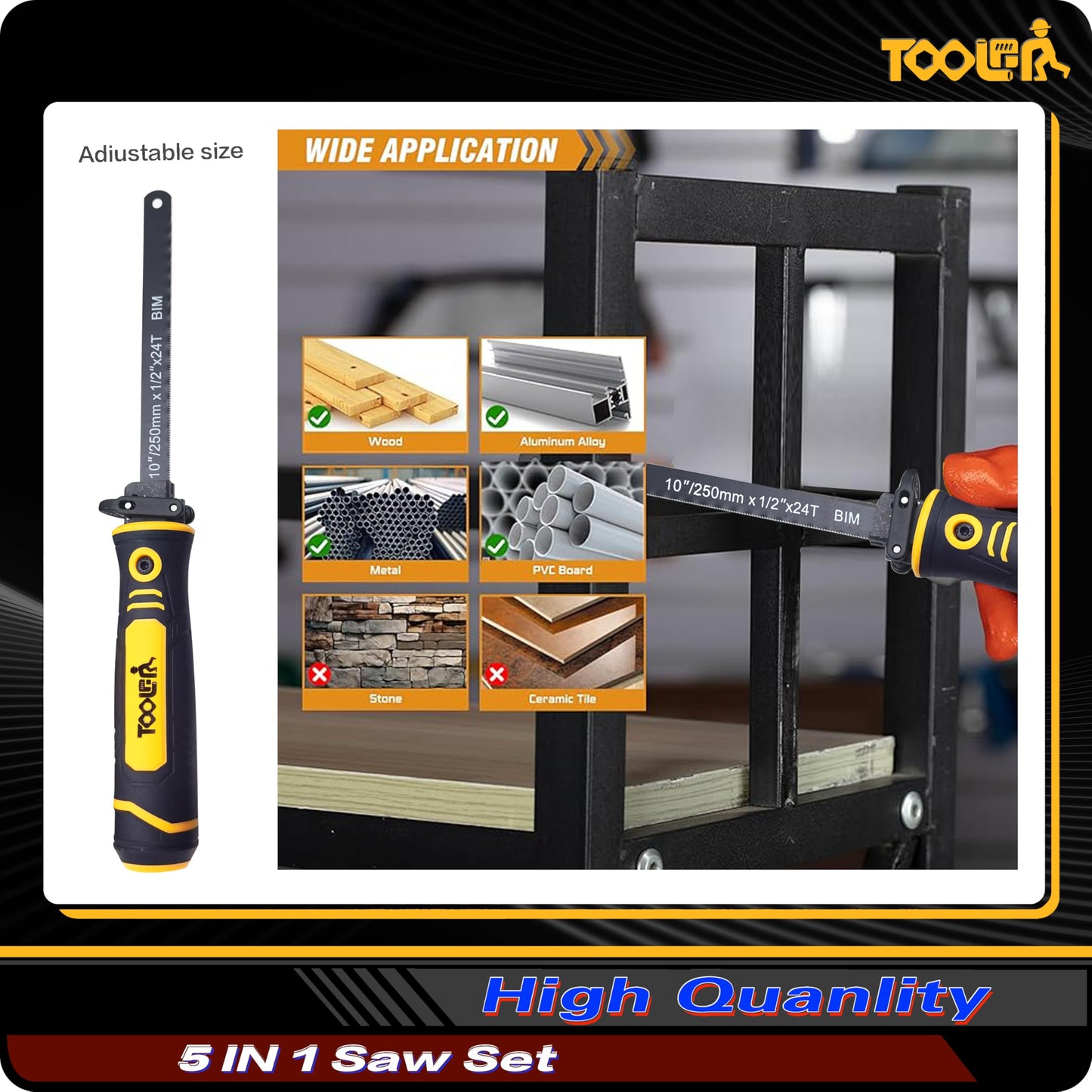 8-In-1 Multi Blades Hand Saw, Drywall Cutter. Hacksaw. Long Blade Hand Saw, Jab Saw, For Cutting Drywall, Sheetrock, Wood, Metel, Plastic, Plywood. Blade Quick Change Mechanism.