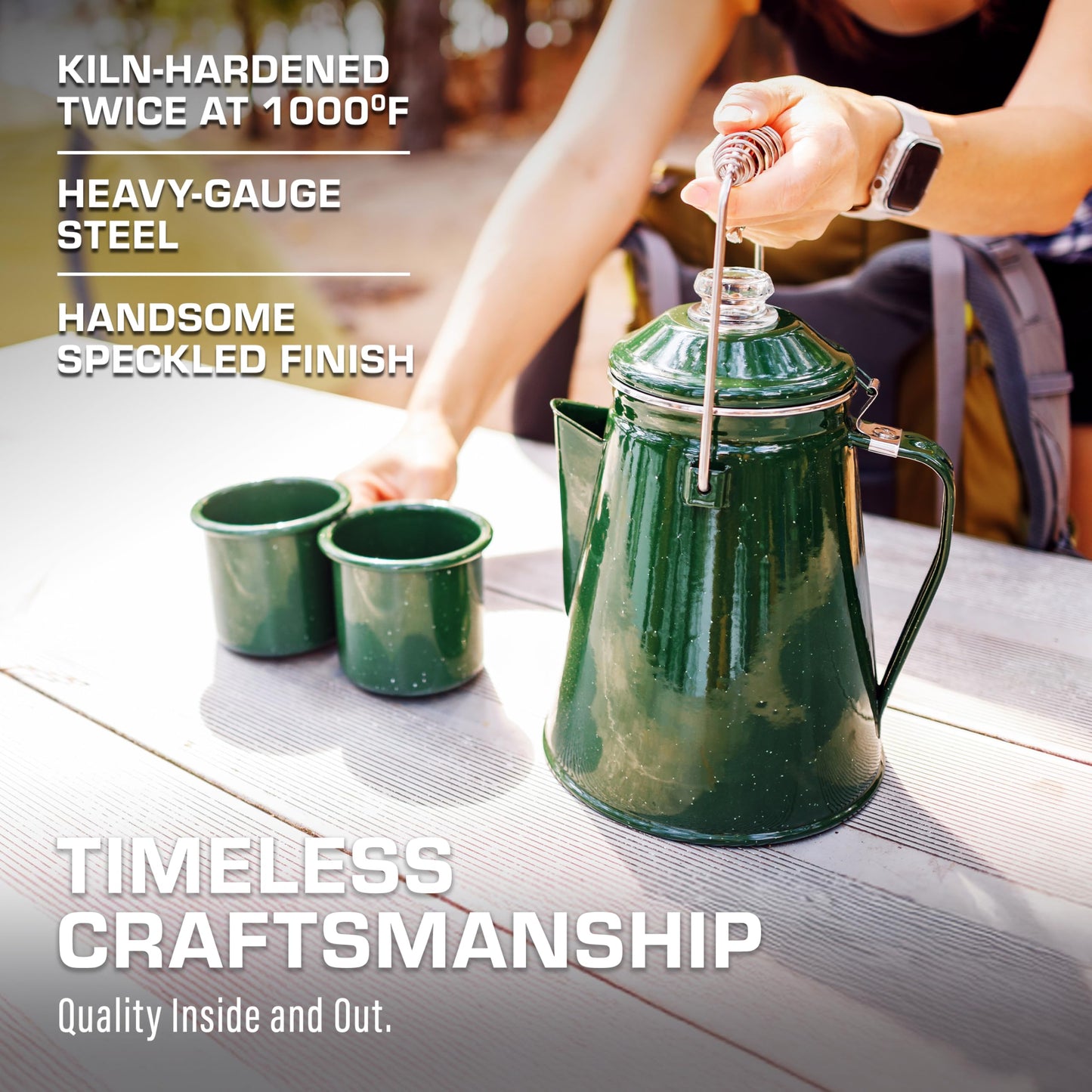 COLETTI Classic Percolator Coffee Pot — Camping Coffee Percolator, Campfire Coffee Pot – Camping Percolator for Groups — Brew for the Whole Campsite (Green, 12 Cup)