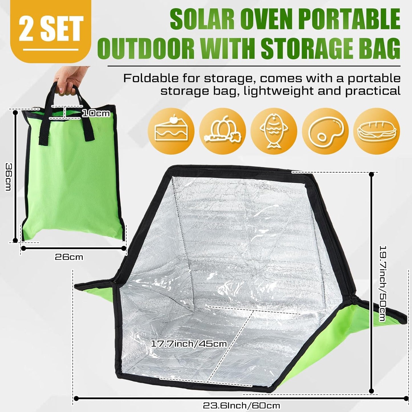 2 Pack Solar Oven Portable Outdoor Solar Cooker Solar Stove for Cooking Mini Camp Oven Foldable Solar Cookware for Outdoor Activities Reheating Cooking Food Speed up Composting