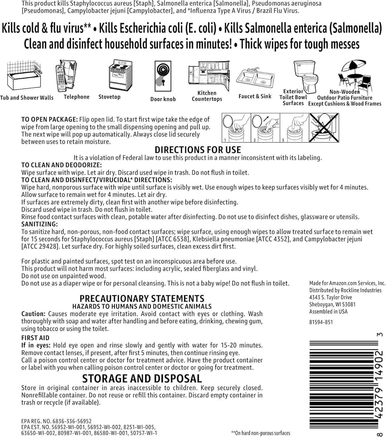 Amazon Basics Disinfecting Wipes, Lemon & Fresh Scent, Sanitizes, Cleans & Deodorizes, 255 Count (3 Packs of 85)