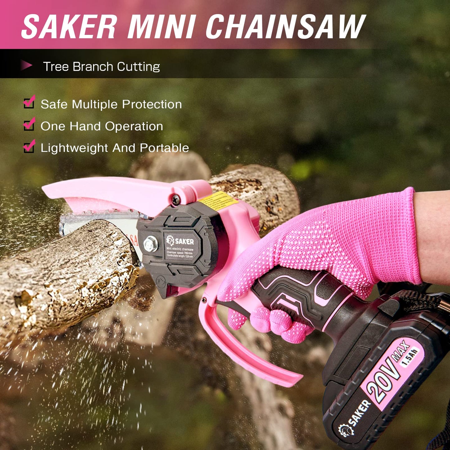 Saker Mini Chainsaw,2025 New Upgrade Electric Chainsaws,Portable Chain Saw Cordless Battery Powered,Small Handheld Chain Saws Pruning Shears Saw for Wood Tree Branches,Courtyard and Garden