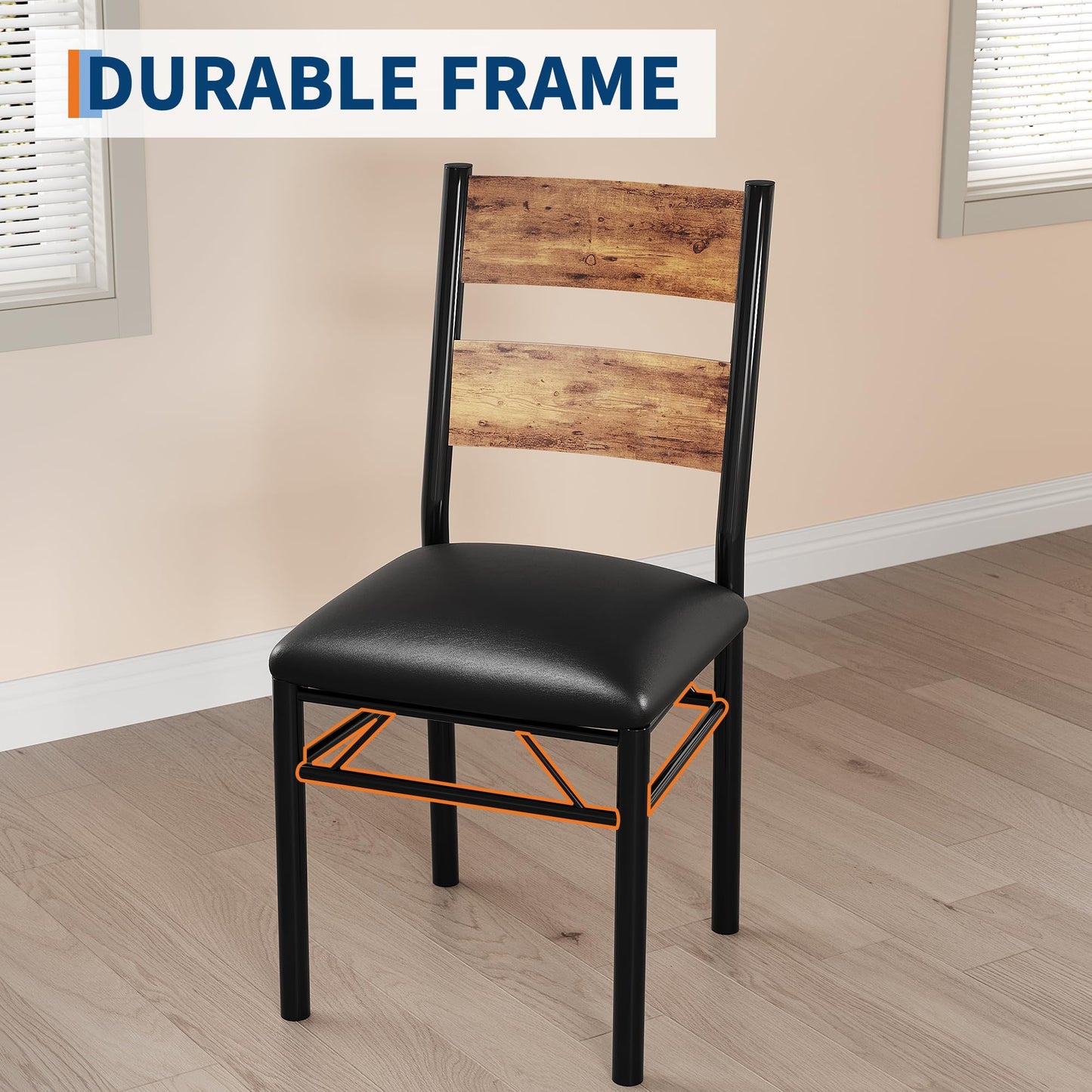 IDEALHOUSE Dining Table Set for 2, Kitchen Table with 2 Upholstered Chairs, Wood 3-Piece Kitchen Dining Room Set with Corner Protector for Small Space, Kitchen Room, Apartment, Rustic Gray