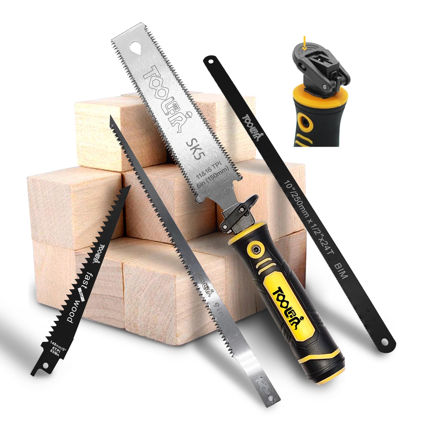 8-In-1 Multi Blades Hand Saw, Drywall Cutter. Hacksaw. Long Blade Hand Saw, Jab Saw, For Cutting Drywall, Sheetrock, Wood, Metel, Plastic, Plywood. Blade Quick Change Mechanism.