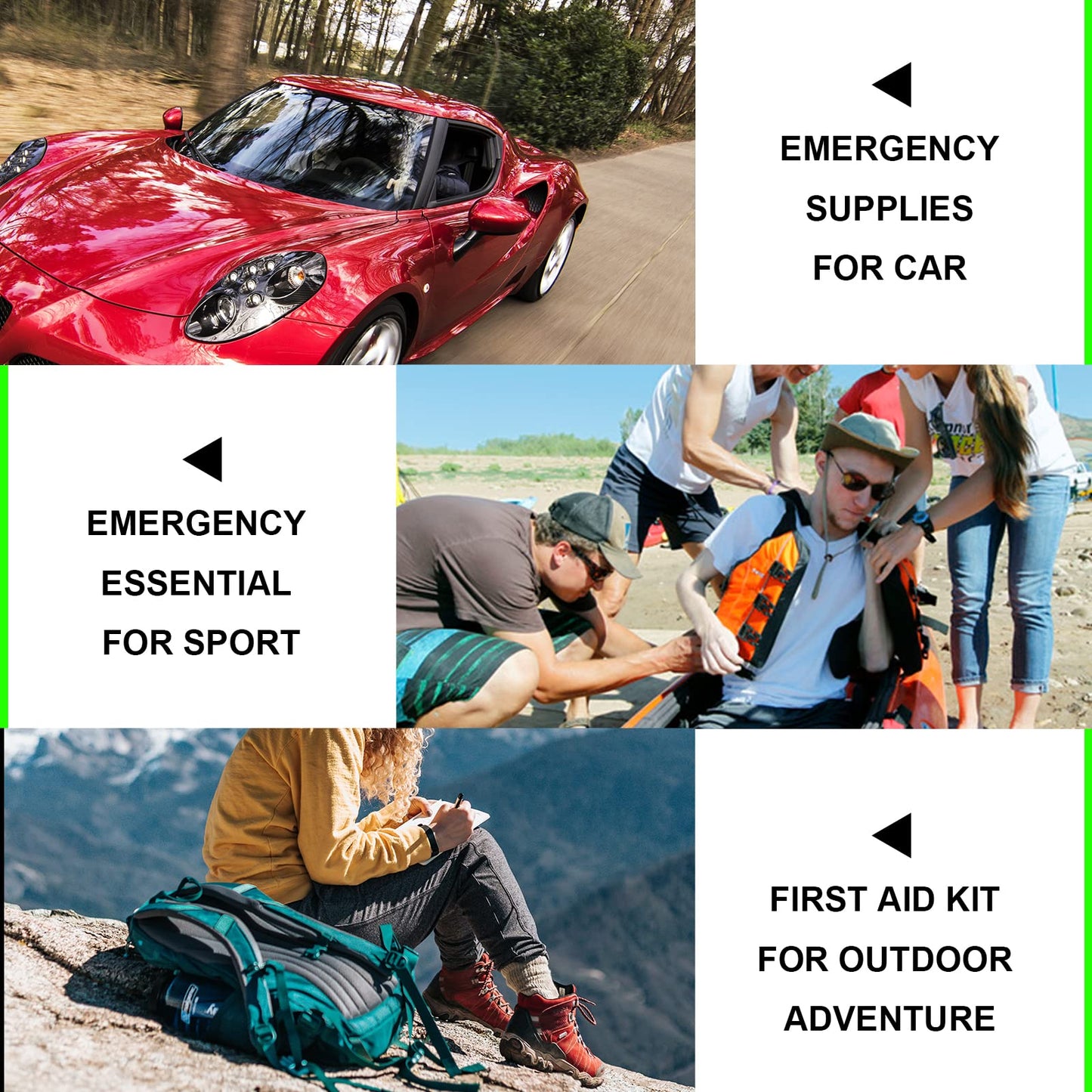 Travel-First Aid-Kit Car-Home 300PCS Survival-Kit Outdoor-Adventure - Small Portable Red Emergency Essential Sets Office Hiking Camping Business Public Must Have First Aid Gear Equipment 1st Aid