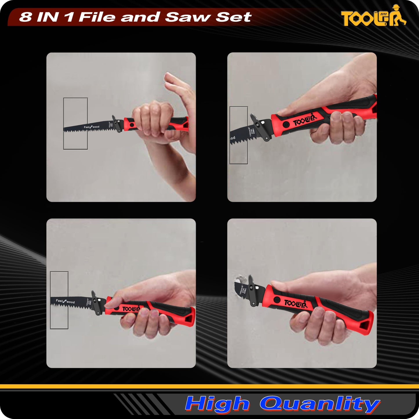 8-In-1 Multi Blades Hand Saw, Drywall Cutter. Hacksaw. Long Blade Hand Saw, Jab Saw, For Cutting Drywall, Sheetrock, Wood, Metel, Plastic, Plywood. Blade Quick Change Mechanism.