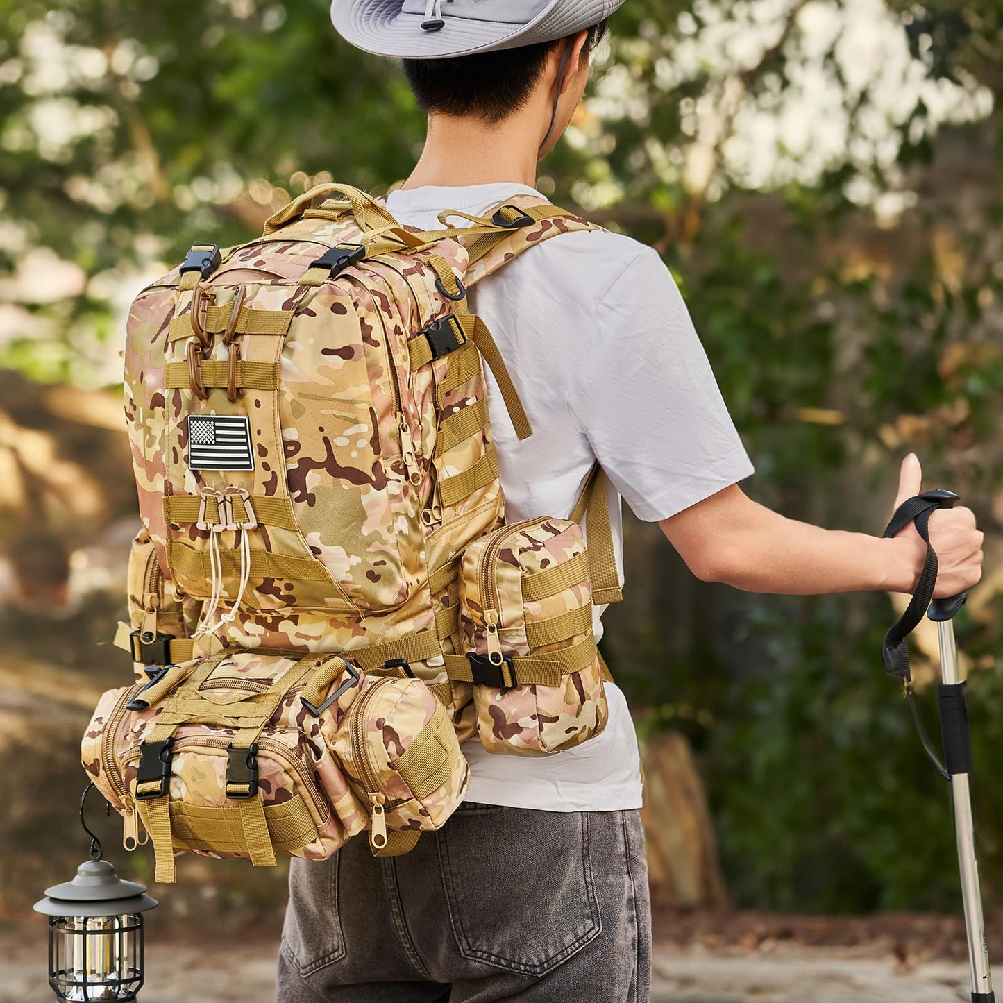 Large Military Tactical Backpack for Men, 40-50L Backpacks for Women, Bug out Bag Army 3 Days Assault Pack Bags Rucksack with Molle System Black Camouflage-2