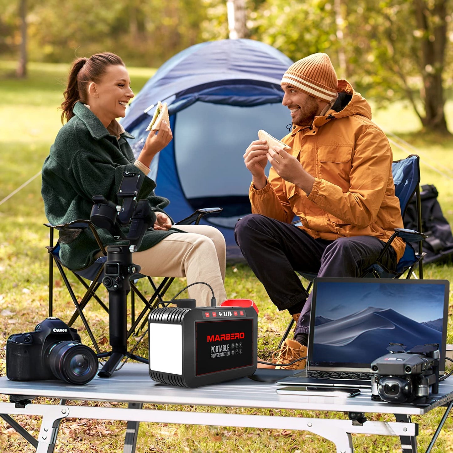 Portable Power Station 300W MARBERO 237Wh Camping Solar Generator Backup Lithium Battery with Pure Sine Wave 110V AC Outlet, USB C, USB A, DC for Outdoors Camping CPAP Home Blackout Emergency