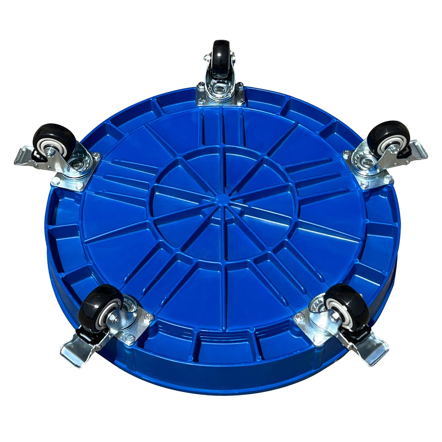 ELAFROS 30 Gallon and 55 Gallon Heavy Duty Plastic Drum Dolly – Durable Plastic Drum Cart 900 lb. Capacity- Barrel Dolly with 5 Swivel Casters Wheel,Blue