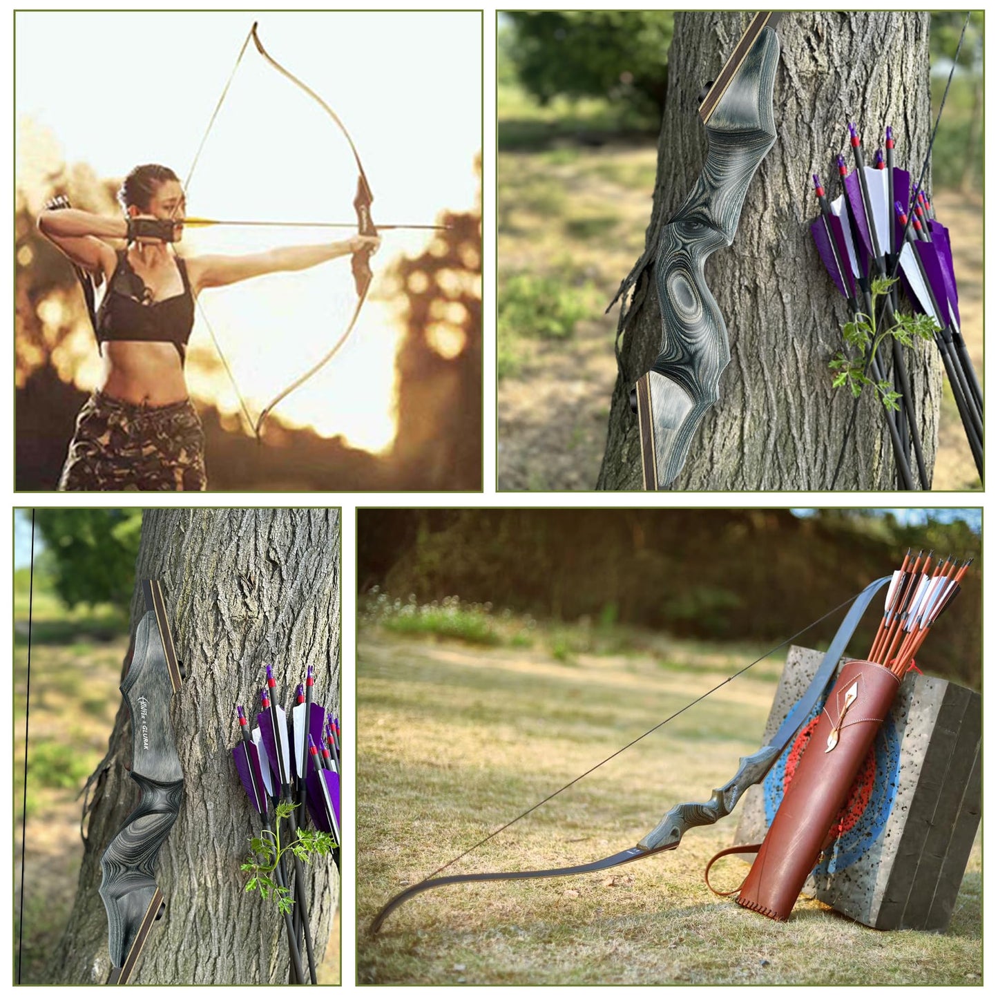 Black Hunter Takedown Recurve Bow, 60" Right Handed & Left Handed Archery Recurve Bows with Ergonomic Design for Adults Beginners to Advanced Outdoor Practice & Hunting (25-60 lbs)