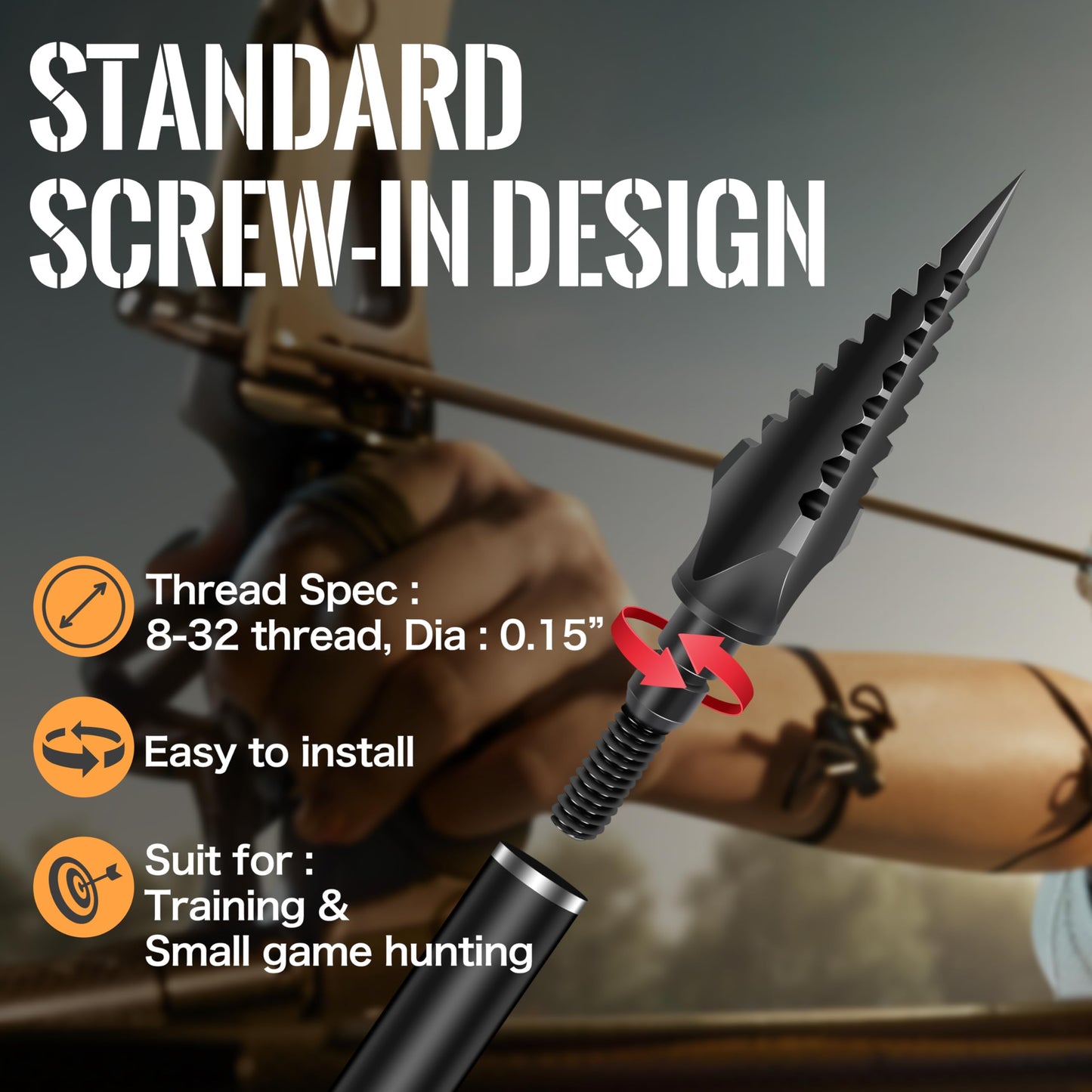 SUNYA Broadheads 100/120/125/150 Grain Traditional Archery Arrow Tips for Compound, Recurve Bow & Crossbow, Pack of 12