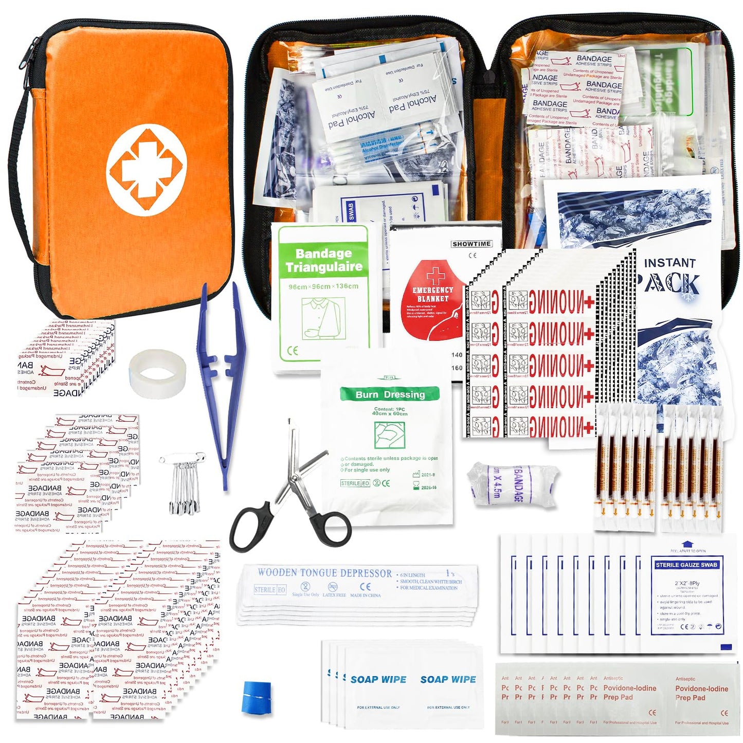 Travel-First Aid-Kit Car-Home 300PCS Survival-Kit Outdoor-Adventure - Small Portable Red Emergency Essential Sets Office Hiking Camping Business Public Must Have First Aid Gear Equipment 1st Aid