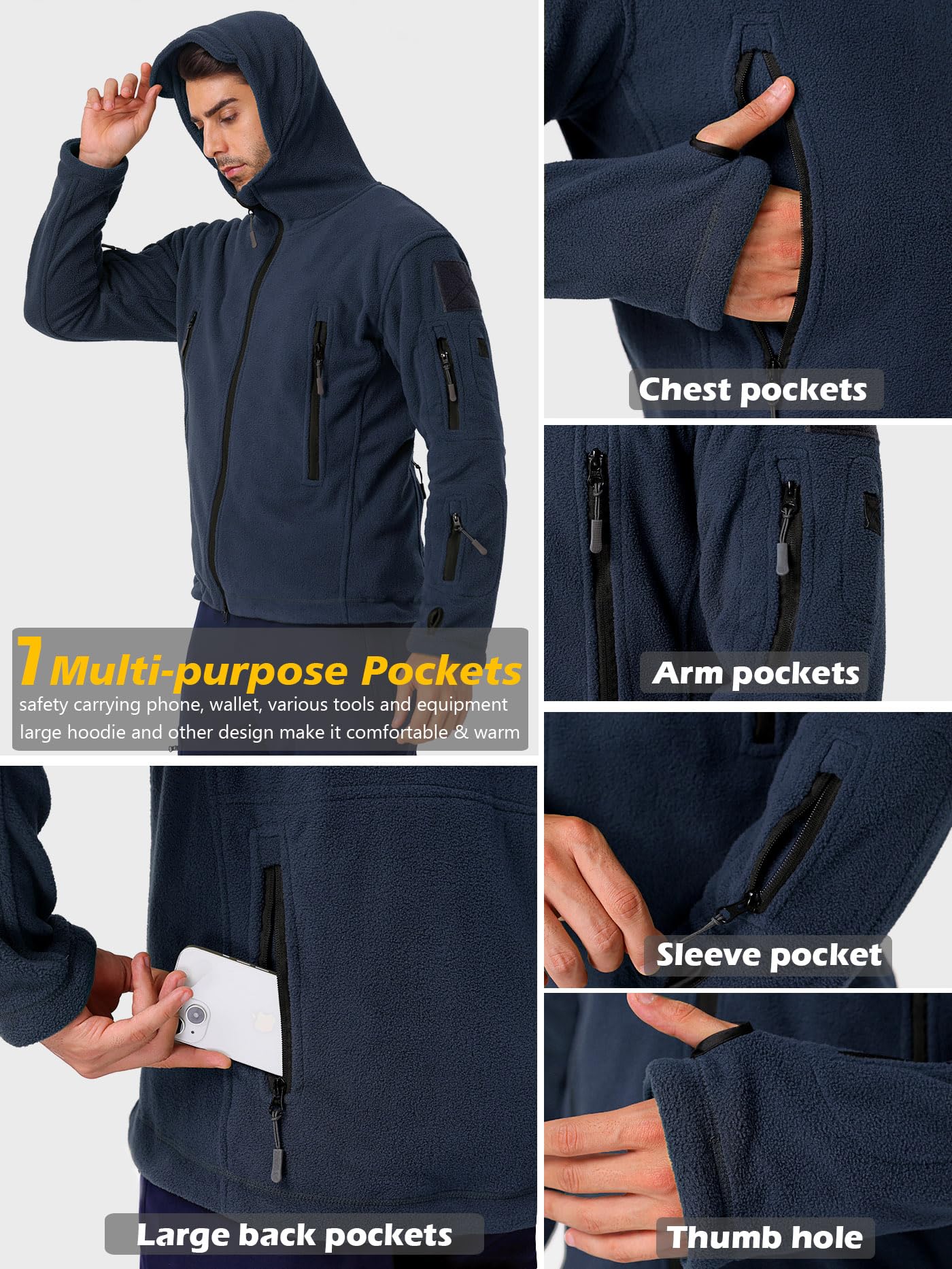 ReFire Gear Men's Warm Military Tactical Sport Fleece Hoodie Jacket