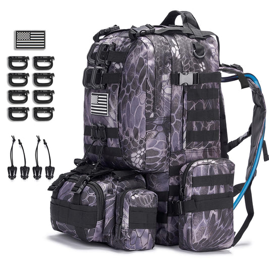 Large Military Tactical Backpack for Men, 40-50L Backpacks for Women, Bug out Bag Army 3 Days Assault Pack Bags Rucksack with Molle System Black Camouflage-2