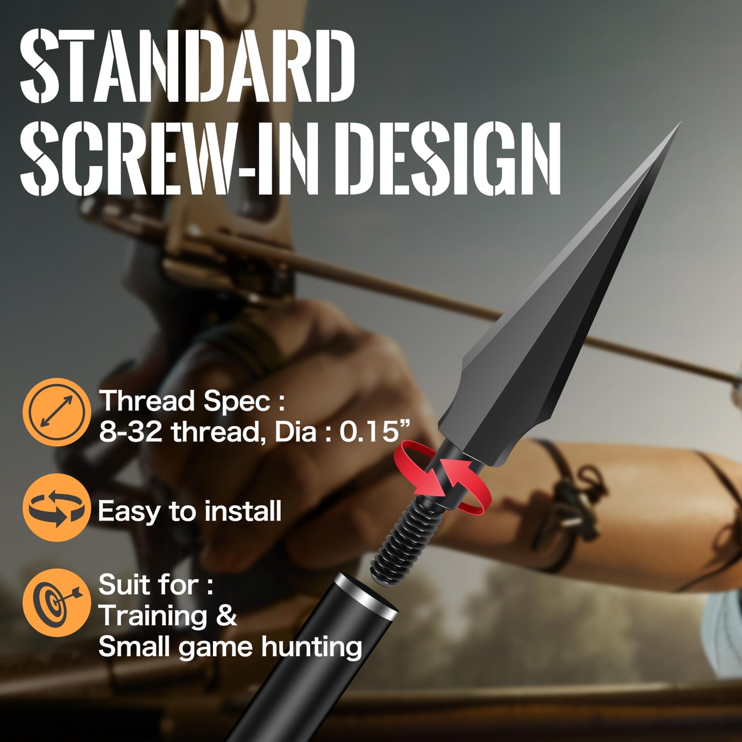 SUNYA Broadheads 100/120/125/150 Grain Traditional Archery Arrow Tips for Compound, Recurve Bow & Crossbow, Pack of 12