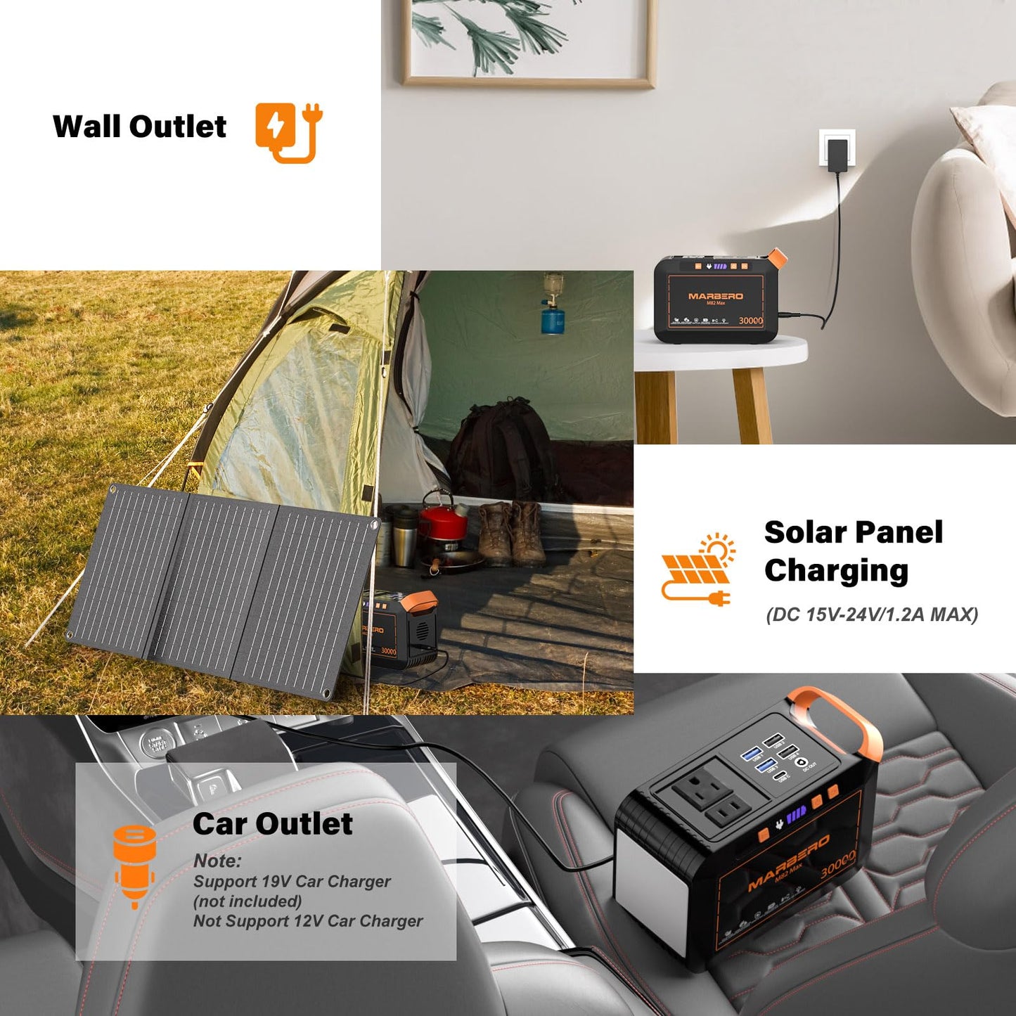 Portable Power Station 300W MARBERO 237Wh Camping Solar Generator Backup Lithium Battery with Pure Sine Wave 110V AC Outlet, USB C, USB A, DC for Outdoors Camping CPAP Home Blackout Emergency