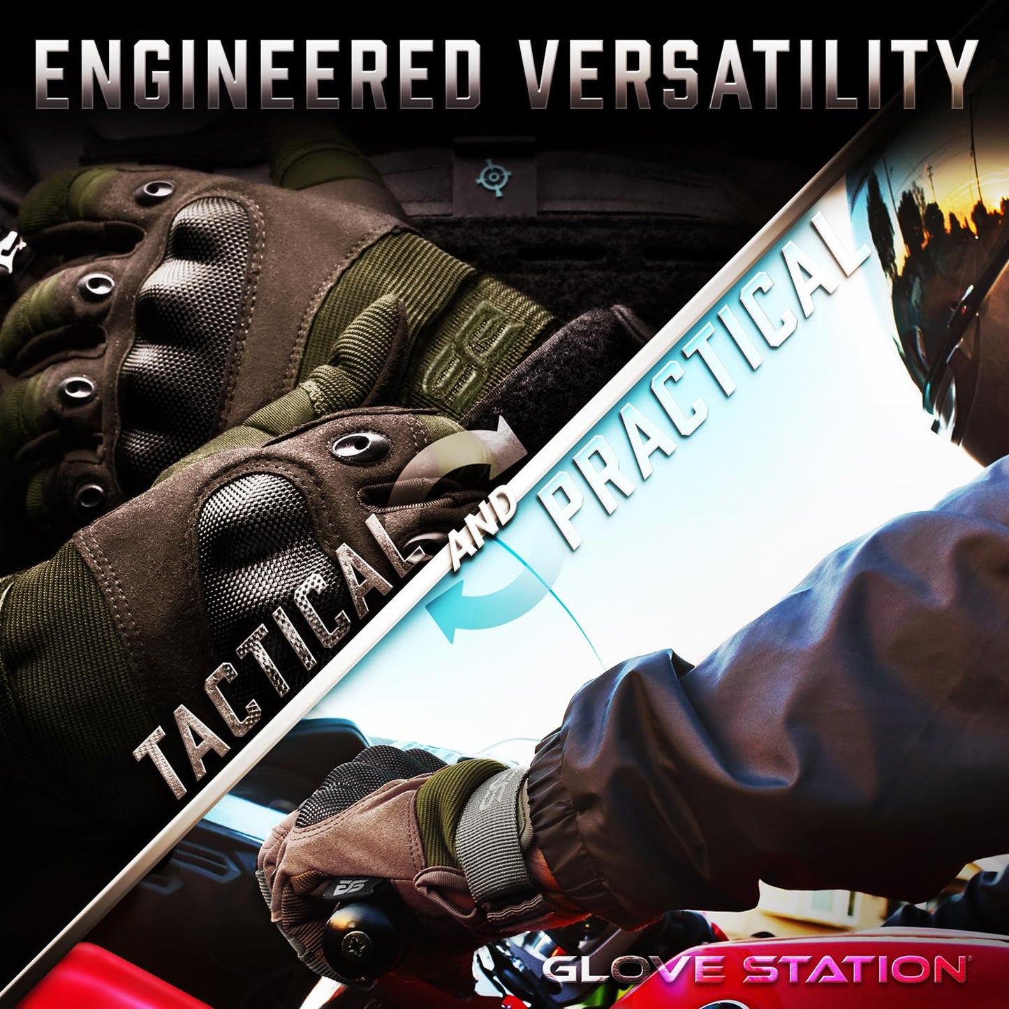 Glove Station - Tactical Shooting Hard Knuckle Gloves for Men and Woman with Touchscreen Fingers - Durable and Comfortable Hand-Gear for Outdoor Work Shooting and Hunting